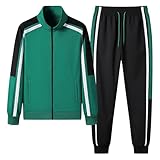 Generisch Jogginganzug Herren 12 Teilig Anzug Herren Trainingsanzug Jogging Sportanzug Retro Gestreift Freizeitanzug Langarm Stehkragen Sweatjacke Ohne Kapuze Und Jogginghose Tracksuit Baggy