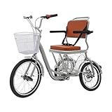 Dreirad Für Erwachsene Für 100kg 1.55-1.85m, 138x67Cm Anti-Rollover Fahrrad Mit DREI Reifen Mit Scheibenbremse Und Rückenlehne, Bremshilfeknopf, Geschenke (Silber)