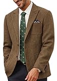 PJ PAUL JONES Herren Sako Modern Freizeit 2 Knöpfe Harris Tweed Business Anzugjacke Regular Fit Jackett(Braun,XL)