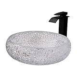 Small Bathroom Glass Vessel Sink Vanity with Faucet Combo (B)