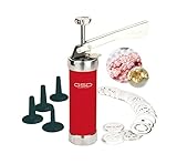 GSD Metall-Gebäckpresse 32400, rot, 2 Keksgrößen, inklusive 20 Metall-Matrizen