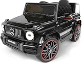 Playhouse Kinder Elektroauto Mercedes G63 AMG 4x4 180 Watt, Ledersitz, 4 Stoßdämpfer, Eva Räder, 12V 9ah, Fernbedienung, Kinderauto Kinderfahrzeug (Schwarz)