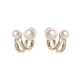 BSLVWG Boho Perlenohrstecker Gold Perlenohrringe Vintage Retro Perlenohrringe Klassische Perlenohrringe Alltagsschmuck für Frauen und Mädchen
