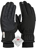 TRENDOUX Winterhandschuhe Herren, Warme wasserdichte Thermo Handschuhe Damen für Frauen 3M Thinsulate gefüttert Touchscreen for Fahrrad Outdoor Snowboard, Handschuhe Ski - Schwarz L