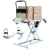 Lakenbroade Hydraulischer Hubtischwagen, hydraulischer mobiler Hubtisch-Scherenhubwagen, elektrischer Scherenhubtisch mit 4 Rädern für die Materialhandhabung, Kleiner Flacher Wagen für einfachen