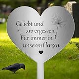 JACKANNA Grabschmuck Wetterfest Grabdekoration Metall Herz mit Spruch du Fehlst.GESTERN. Heute. Morgen. Immer! Herz Grabstein Grab Deko Frostbeständig zum Erinnerung Andenken Dekoherz Trauer (C)