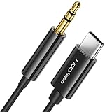 deleyCON 0,30m USB-C zu 3,5 mm Klinke Kabel Kurz AUX Klinkenkabel Audio Kabel Kompatibel mit Apple Samsung Google Huawei Xiaomi Smartphone Handy Tablet Auto KFZ Kopfhörer Klinkenbuchse - Schwarz