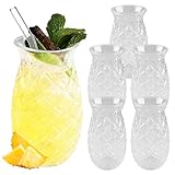 WANDGU 6 Stück Ananas Gläser: 400ml Klares Cocktailbecher mit Ananas-Relief, Wiederverwendbar Partygläser, Saftgläser, Longdrinkgläser Transparent im Sommer perfekt für zu Hause, Restaurants und Party