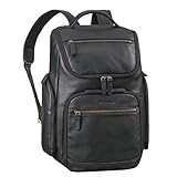 STILORD 'Reggie' XL Leder Rucksack Herren Laptop Rucksack 15-17 Zoll Business Backpack Groß Atmungsaktiv Lederrucksack Vintage für Reisen Arbeit Büro, Farbe:schwarz