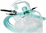Tiga-Med Sauerstoffmaske Hohe Konzentration DEHP-frei Sauerstoffmasken mit Reservoirbeutel f. Erwachsene 1 Stück mit grünem 210cm Sauerstoffschlauch O2 Atemmaske