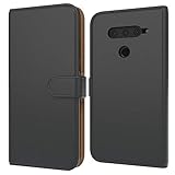 EAZY CASE Tasche kompatibel mit LG V40 ThinQ Schutzhülle mit Standfunktion Klapphülle im Bookstyle, Handytasche Handyhülle Flip Cover mit Magnetverschluss und Kartenfach, Kunstleder, Schwarz
