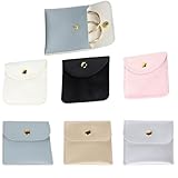 HSYTEK 6 Stück Samtbeutel, 8 * 8cm Samtstoff und Leder Beutel,Schmuckbeutel Beutel mit Druckknopf, jewelry organizer tasche, für Süßigkeiten Geschenk,Schmuck Halskette Armband Verpackung(6 Farben)