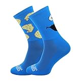 SUPPORT Herren Radsocken atmungsaktive Technologie rutschfeste Faser Unisex lustige Muster Radfahrer Zubehör für Wandern Laufen Klettern Radfahren Essentials, Someone Blue, Größe 45-46 EU