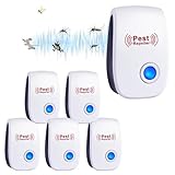 Aoreun Ultraschall Schädlingsbekämpfer, 6 Stück Insektenschutzmittel Milbenstecker Innenräumen Plug-in Mückenstecker, Pest Control Repeller für Moskito, Kakerlake, Mäuse, Spinnen, Fliegen