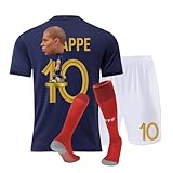 URAISEUS #10 Kinder-Fußballtrikot für Jugendliche, Frankreich, Sportbekleidung, Shirt mit Socke und Puppe für Jungen und Mädchen, Blau, 7-8 Jahre