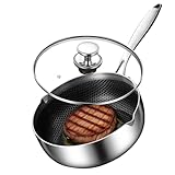 Hogvinnatil Stieltopf, aus Stahl, einfache Reinigung, Antihaftbeschichtung, Wabenmuster, mit Dampfdeckel für Dampfgaren und Gusseisen, hausgemachtes Frühstück