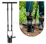 W&H Blumenzwiebel-Pflanzwerkzeug, Gezahnte Pflanzhilfe für Blumenzwiebeln mit Doppeldruckhalterung, Garten-Werkzeug zum Graben, Erdeproben, Umpflanzen, Blumenpflanzen - Schwarz, 9cm Durchmesser