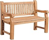 CLP Teakbank Jackson V2 I Wetterfeste Holzbank mit Rückenlehne I Stabile Gartenbank aus massivem Teakholz, Farbe:Teak, Größe:120 cm