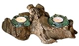 Geschenk Deko Gamal Wurzelholz Doppel Teelichthalter Wurzel Holz Glas Teelicht 2