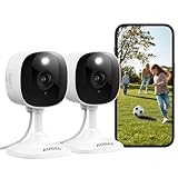 AOQEE 2K Überwachungskamera Aussen/Innen - Kamera Überwachung Aussen, WLAN Camera Indoor/Outdoor, Hundekamera, Babyphone mit App IP65 Wasserdicht, Farbnachtsicht, SD/Cloud-Speicher, C1 2er Set