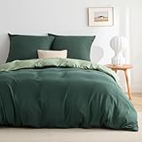 BEDSURE Bettwäsche 200x220 3teilig Salbeigrün/Dunkelgrün - Bettwäsche-Sets Bettbezug 200x220 mit 2 Kissenbezüge 80x80 cm, Oeko-TEX Wendebettwäsche Bedding mit Reißverschluss