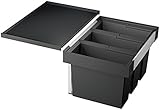 BLANCO FLEXON II 60/3 | Abfall Müllsystem | für 60 cm breite Unterschränke | System zum Einbau in Schubladen | Systemabdeckung | 3 x 15 Liter Eimer | Minimale Einbauhöhe: 355 mm