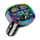 Bluetooth FM Transmitter für Auto, Wireless Adapter Bluetooth Transmitter für Auto Radio Freisprechen Autoladegerät Musik-Player mit 5V/3A und 1A 2USB ladegerät Unterstützt TF Karte USB-Stick