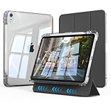 HTGGHG Smart Case für iPad Air 27.9 cm M3/M2 (2025/2024), 11 Zoll 5./4th Generation (2022/2020) mit Stifthalter, 2-in-1 abnehmbare harte PC transparente Rückseite, Auto Wake/Sleep, Schwarz