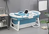 Faltbare Badewanne Erwachsene 121x64x52cm | klappbare mit Abdeckung mobile Badewanne | foldable bathtub | tragbare Klappbadewanne Seifenkorb, Massagerollen, deal für kleine Badezimmer Blau