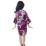 LOIJMK Kleinkinderanzüge Schlafanzüge Baby Girls Satin Trikots Bademantel für Kinder Kleidung für Kinder Seidenkleidung Mäntel & Jacke Jugendliteraturpreis 12 (Purple, 18-24 Months)