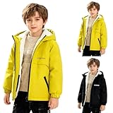 Winterjacke Jungen Fleecejacke mit Fleece gefüttert Winter Warme Winddicht Thermo Outdoorjacke Wintermantel Casual Kapuzenjacke Freizeitjacke Kinderjacke Thermo Mantel 4-18 Jahre