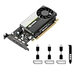 PNY NVIDIA Quadro T400 4GB Grafikkarte (GDDR6, 64bit, 384 CUDA Cores, DirectX 12, 3x mDP) mit 3x mDP zu DP Adaptern und High + Low-Profile Bracket (neu) (erneuert)