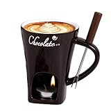 Fonduetasse – Schokoladentopf aus Keramik, Mini-Schüssel, Dessertschale, tragbarer Kerzenwärmer | persönliches Eintauch-Set für Marshmallow, Obst, Käse, Snacks, Party, Kochgeschenk, T