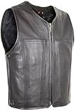 MDM Herren Lederweste, Motorrad-Bikerweste aus Rindsleder, Perforiert, Schwarz, mit Reißverschluss ohne Außentaschen (DE/NL/SE/PL, Alphanumerisch, S)