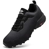 ASOCO DREAM Traillaufschuhe Herren Laufschuhe Wanderschuhe Leicht Atmungsaktiv Turnschuhe Sneaker rutschfest Trailrunning Schuhe,Schwarz Grau,43 EU