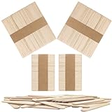 OWLKELA 200 Stück Holzstäbchen, Eisstiele aus Holz, Kombination aus Zwei Größen, Jeweils 100 Stück – 114 mm x 9 mm x 2 mm, 64 mm x 9 mm x 2 mm, Birke, Grundfarbe – Holzeisstiele, DIY