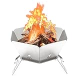 Tragbare Feuerstelle für Camping, Faltbare Feuerstelle Edelstahl Outdoor, Camping Feuerschale für Picknick, Grill, Lagerfeuer