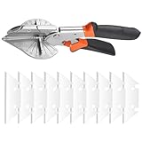 BRIOTA Gehrungsschere mit 10 Ersatzklingen, Winkelschere, Dichtungsschere, Multifunktions-Trunking-Schere, Verstellbar von 45 bis 135 Grad, zum Schneiden von PVC, Holz, Kunststoff, Gummi