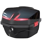 OMOCAS Motorrad Topcase, 35L Motorrad-Heckbox Kofferraum Gepäckschloss Aufbewahrungsträger, Kunststoffkoffer mit universeller Befestigung für Helmgepäck wasserdichtes Motorrad Topcase - Schwarz