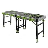 TRUTZHOLM 2 x Werkbank Multifunktionstisch Spanntisch 60 x 85 cm klappbar höhenverstellbar 73–90 cm Arbeitstisch mit Messskala, 450 Kg, 20mm Lochrastersystem, Werkzeugboxen, Schnellspannern