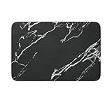 Trayne Kieselstein-Badematte, Badezimmerboden, Polyurethan, rutschfest, schnell trocknend, saugfähig, Gummi-Rückseite, Dusche, Waschküche, 60 x 40 cm, waschbar, rutschfeste Matten (schwarz)