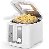 Aigostar Fritteuse mit öl, 1650W, Fritteuse 2.5L mit Sichtfenster, emperaturregelung, Kontrollleuchte, Weiß