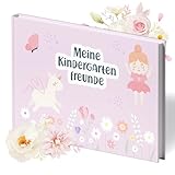 Amari ® Mein Kindergarten Freundebuch (Feen) – Erinnerungsbuch mit bunten Seiten zum Ausfüllen – Freundebuch für Kinder – Geschenk Kindergarten, Freundschaftsbuch, Posiealbum, Mädchen