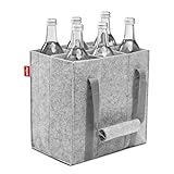 achilles Flaschentasche 6 Fächer je 1,5 Liter – 100% recycelter Filz – Reißfester Flaschenkorb – Faltbarer Flaschenträger mit Trennwänden – Flaschen Einkaufstasche für Wasserflaschen, Wein und Bier