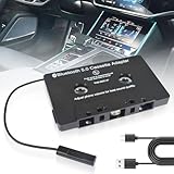 Funmo Kassetten Aux Adapter ，Auto Bluetooth 5.0 Audio Kassetten，KFZ-Kassettenadapter,AUX Kassette， CD-Player，KFZ-Kassettenadapter, Auto-Audio-Kassette auf AUX-Adapter, für Auto, Telefon(Schwarz)