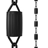 Rain Chains Direct Scallop Regenkette, 2,5m Länge, Aluminium, schwarz pulverbeschichtet, funktioneller und dekorativer für Dachrinne Fallrohre