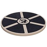 GORILLA SPORTS® Balance Board - Holz, Rund, Ø 40cm, Rutschfest, bis 180 kg, Schwarz - Wackelbrett, Therapiekreisel, Gleichgewichtstrainer, Balanceboard für Kinder, Erwachsene, Physiotherapie, Fitness