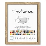 RahmenMax® Toskana Bilderrahmen MDF in Sonoma Eiche Dekor passend für Bildformat 60x80cm mit klarem Acrylglas und MDF Rückwand für Hoch und Querformat ideal für große Formate Maßanfertigung möglich