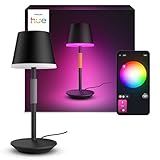 Philips Hue White & Color Ambiance Go Tragbare Tischleuchte (530 lm), dimmbare LED Leuchte für das Hue Lichtsystem mit 16 Mio. Farben, smarte Lichtsteuerung über Sprache oder App, schwarz