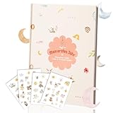 Mein erstes Jahr Babyalbum – Babytagebuch mit Mond-Design, 28,5x21cm Erinnerungsbuch | Für Erinnerungen an Geburt, Taufe & erste Feste